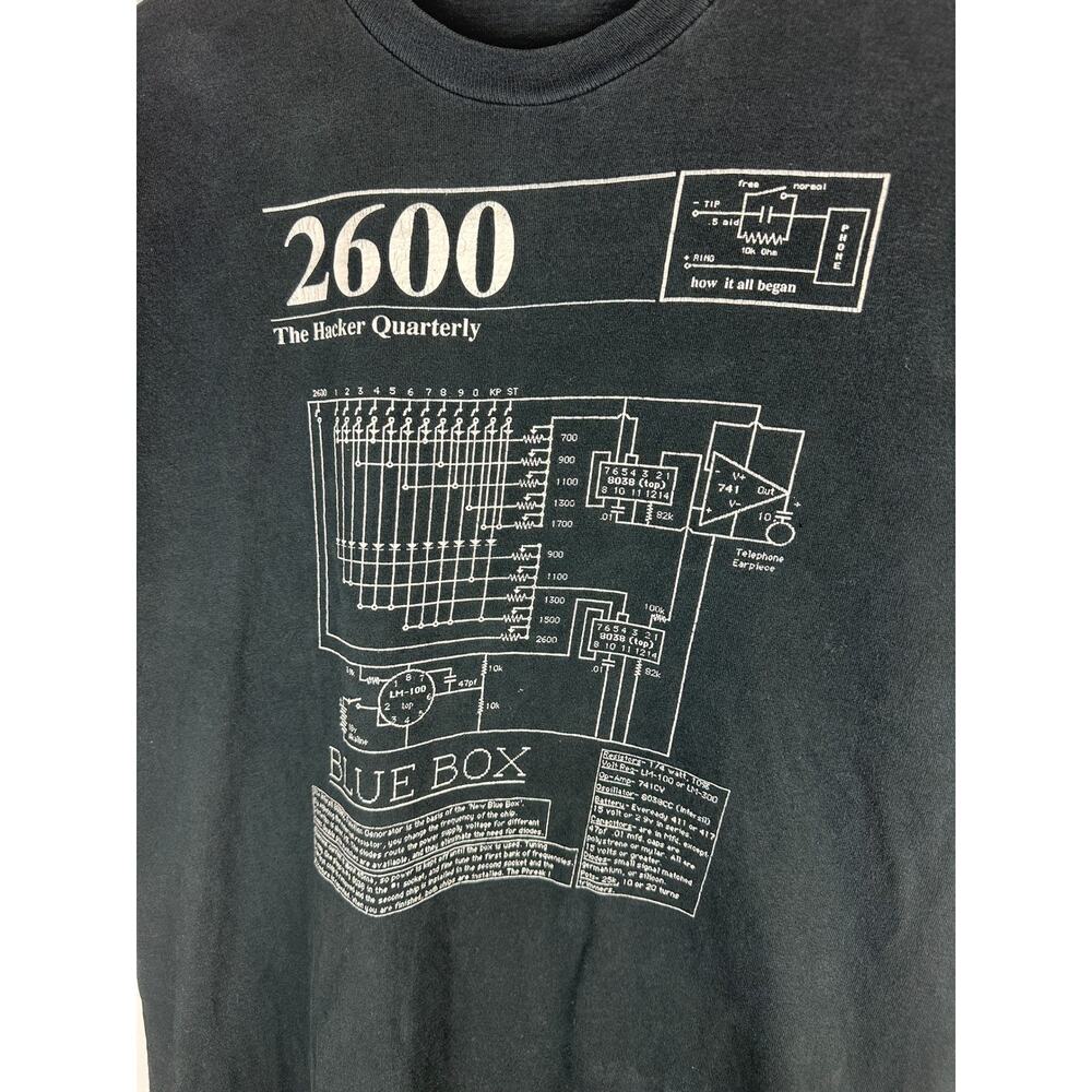 Vtg 90's 2600 The Hacker Quarterly Coding T Shirt Single Stitch Double Sided XL - Picture 2 of 9